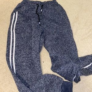 blue and grey sweatpants